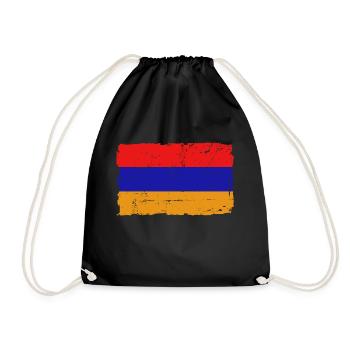 Flag of Armenia - Armenien Flagge - Shabby look - Turnbeutel - Schwarz - Vorne