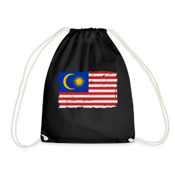 Flag of Malaysia - Malaysia Flagge - Shabby look - Turnbeutel - Schwarz - Vorne