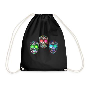 Sugar Skull Art - Drawstring Bag - black - Front