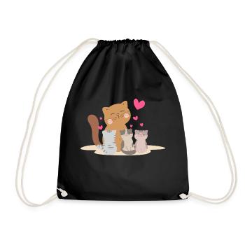 Chat de mère avec ses chatons avec tant d’amour ! - Sac de sport léger - noir - Devant