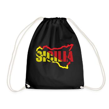 T-shirts souvenirs sicile, conception de carte - Sac de sport léger - noir - Devant