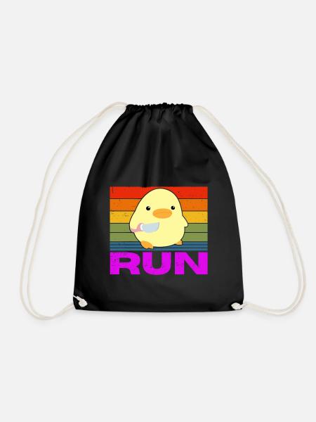 Renn Lauf Ente mit Messer Meme Lustiger Spruch Fun - Turnbeutel - Schwarz