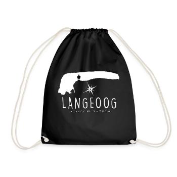Langeoog Wasserturm Herzschlag Nordsee Geschenk - Turnbeutel - Schwarz - Vorne