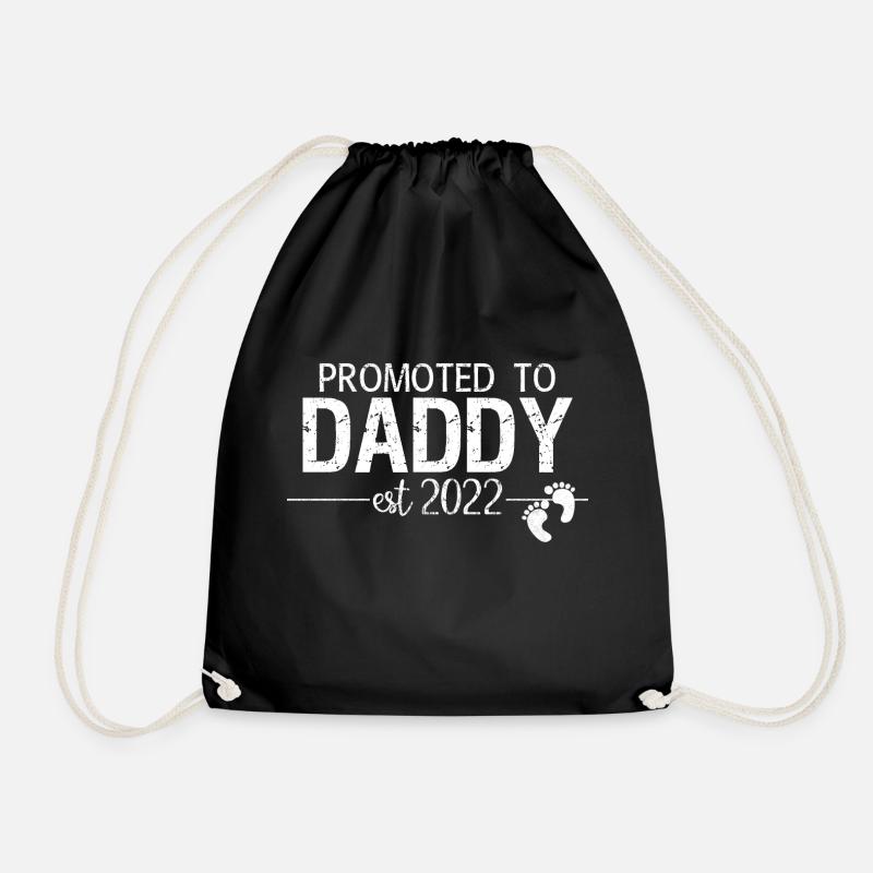 promoted to daddy 2022 - Drawstring Bag - black