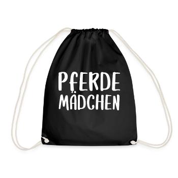 Pferdemädchen Pferd Mädchen Kinder Schrift - Turnbeutel - Schwarz - Vorne