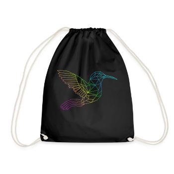 Hummingbird geomatrical line art (gOT it!) - Drawstring Bag - black - Front