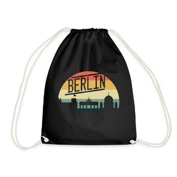 Vintage 80s Retro Berlin Germany - Turnbeutel - Schwarz - Vorne