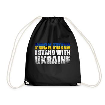 Puck Futin ich stehe mit ukraine - Turnbeutel - Schwarz - Vorne