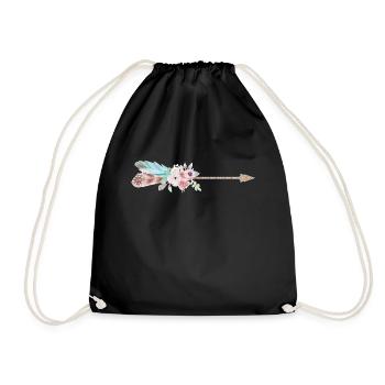 Arrow Feather Flowers personnalisable - Sac de sport léger - noir - Devant