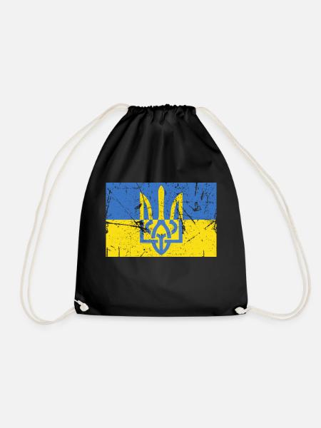 Flagge der Ukraine Dreizack Ukraine - Turnbeutel - Schwarz