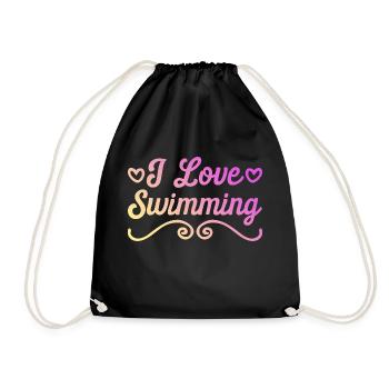 Ich liebe Schwimmen - Turnbeutel - Schwarz - Vorne