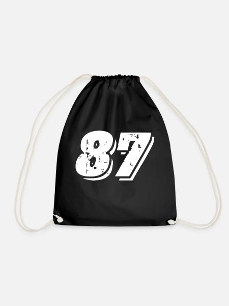 87 Number Symbol - Drawstring Bag - black