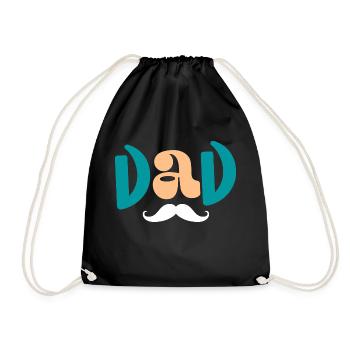 Geschenk Papa Vatertag T-Shirt Papa Schnurrbart - Turnbeutel - Schwarz - Vorne