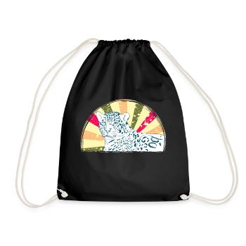 Vintage Leopard Cat Lover Print T-Shirt - Drawstring Bag - black - Front