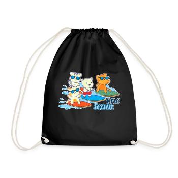 équipe famille chat surf enterrement de vie de jeune fille animal - Sac de sport léger - noir - Devant