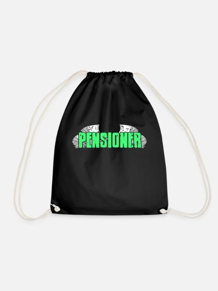 Vintage Pensioner Retirement T-Shirt Present Gift - Drawstring Bag - black