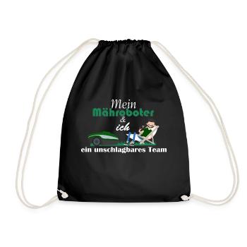 Mähroboter Rasenmäher Rasen Mähen T-Shirt - Turnbeutel - Schwarz - Vorne