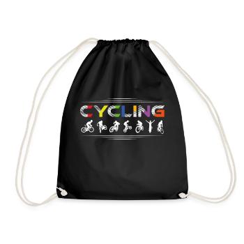Cycling, road bike, cycling, colourful - Drawstring Bag - black - Front