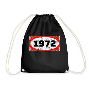 Geburtsjahr im Etikett 1972 - Turnbeutel - Schwarz - Vorne