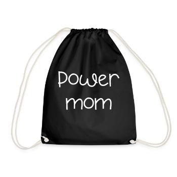 power mom Mama Mutter Kinder Eltern Schrift - Turnbeutel - Schwarz - Vorne