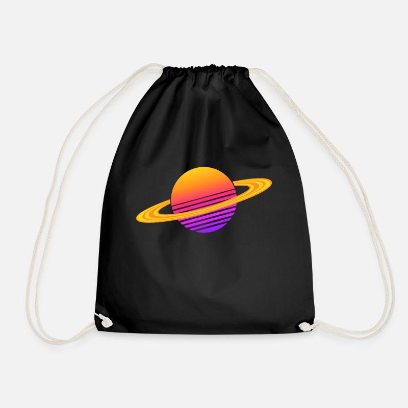 Synthwave Saturn - Drawstring Bag - black