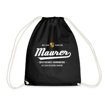 Maurer Maurermeister Maurer Zunftzeichen Handwerk - Turnbeutel - Schwarz - Vorne