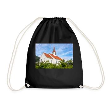 Eid kirke (Eid church) in Nordfjordeid Norway - Drawstring Bag - black - Front