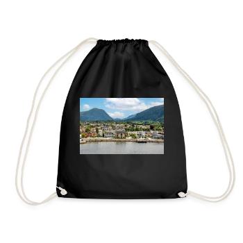 Nordfjordeid Panorama view from harbor norway - Drawstring Bag - black - Front
