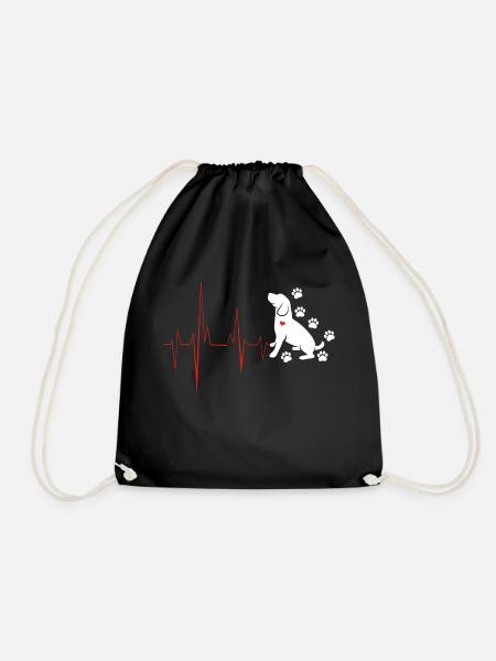 Beagle Heartbeat Lustige Hundehalter Liebhaber - Turnbeutel - Schwarz