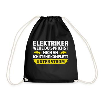 Elektriker Beruf Elektroarbeiter Geschenk - Turnbeutel - Schwarz - Vorne
