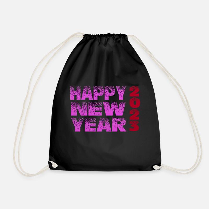 Happy New Year 2023 - Drawstring Bag - black