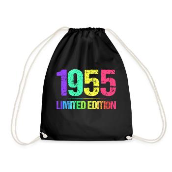1955 Limited Edition Jahrgang 55er Retro Jahrgang - Turnbeutel - Schwarz - Vorne