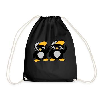 2 Freunde coole Pinguine - Turnbeutel - Schwarz - Vorne