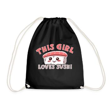 Kawaii Japanese Food Salmon Salmon Sushi Roll - Drawstring Bag - black - Front