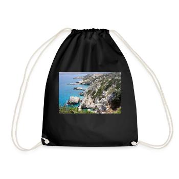 Beautiful stone cliff with sea near Crete - Drawstring Bag - black - Front