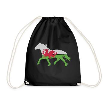 Welsh c Flagge - Turnbeutel - Schwarz - Vorne