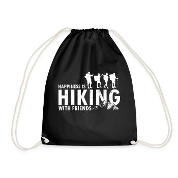 Happiness Is Hiking With Friends Cool Vintage - Drawstring Bag - black - Front