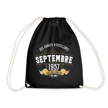 65 Ans Anniversaire Vintage Né(e) Septembre 1957 - Sac de sport léger - noir - Devant