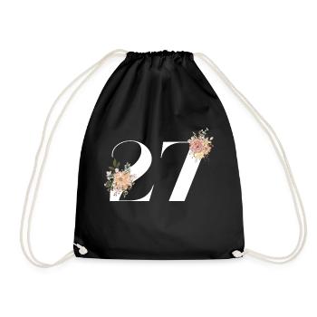 27th Anniversary Flowers (Gift of 27 years) - Drawstring Bag - black - Front