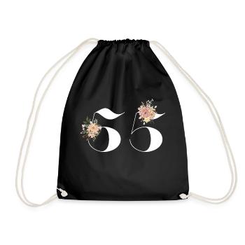 55th Anniversary Flowers (Gift of 55 years) - Drawstring Bag - black - Front