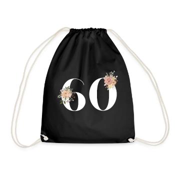 60e anniversaire fleuris (Cadeau de 60 ans) - Sac de sport léger - noir - Devant