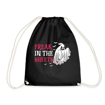 Retro Freak In The Sheets Funny Halloween - Drawstring Bag - black - Front