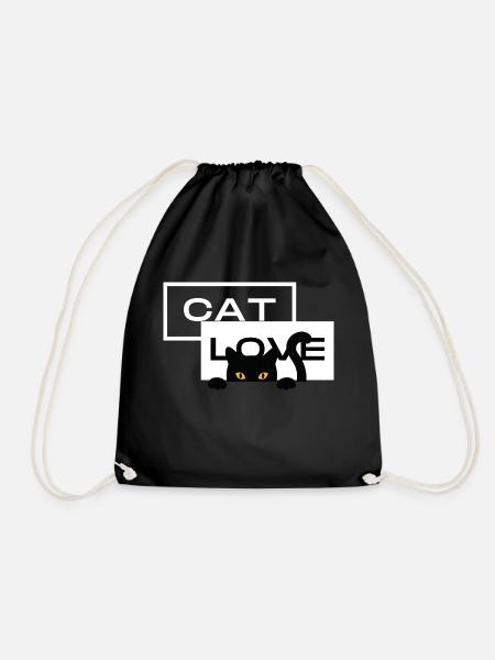 Cat Love - Design for cat lovers - Drawstring Bag - black