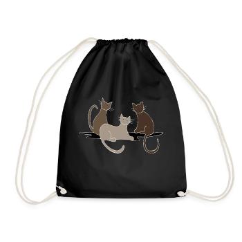 Katzen - Turnbeutel - Schwarz - Vorne