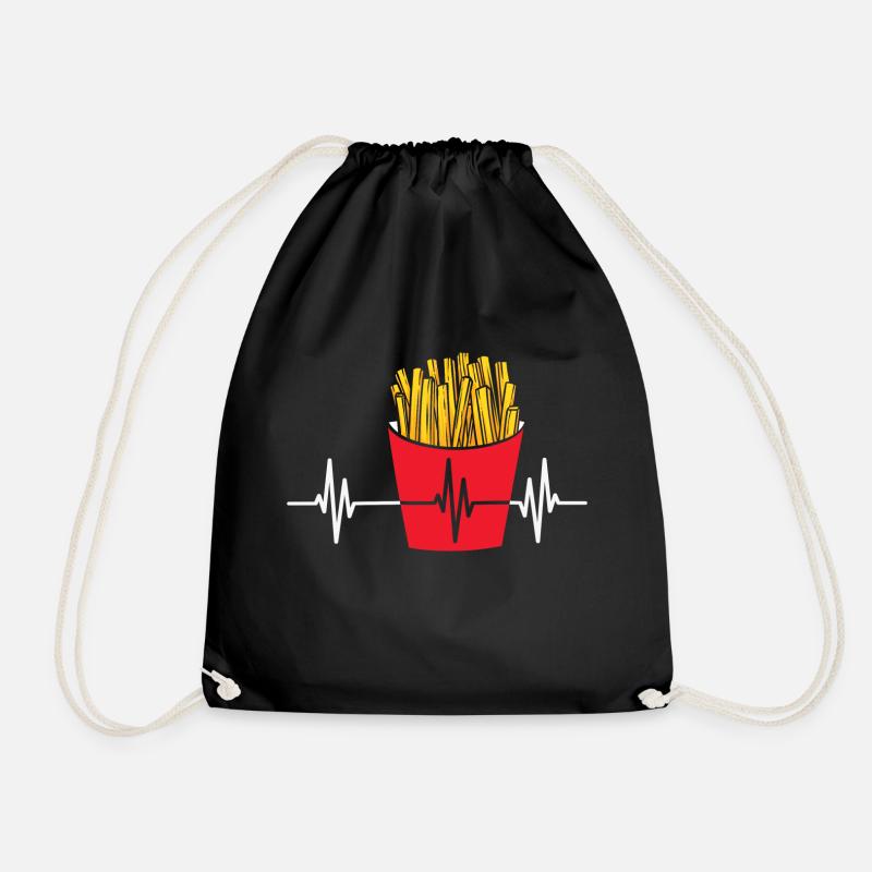 Pommes Frites Herzschlag EKG Team Pommes Fritten G - Turnbeutel - Schwarz