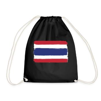 Thailand Flagge used look - Turnbeutel - Schwarz - Vorne