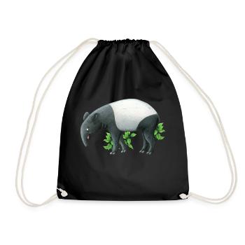 small tapir - Drawstring Bag - black - Front