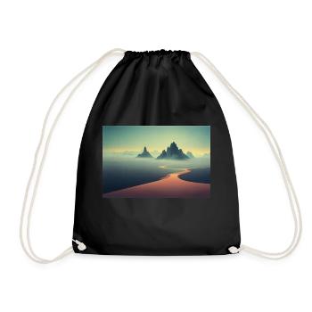 Landscape with mountains and a river in the valley - Drawstring Bag - black - Front