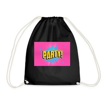 Party Disco Comic Style Bubble Graffiti Lettering - Drawstring Bag - black - Front