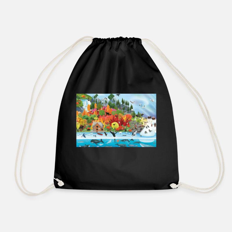 Canada Wilderness Hidden Object - Drawstring Bag - black